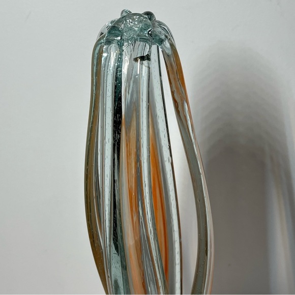 Arklahoma Co Art Glass Vase (Sooner Ozark) White Orange Swirl. Vintage - Picture 8 of 10